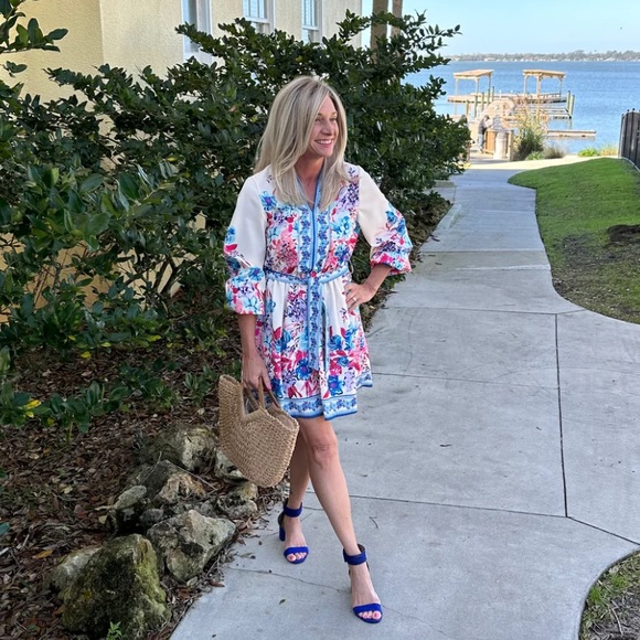 Sunday Up Floral Long Sleeve Dress SZ L - Picture 1 of 3